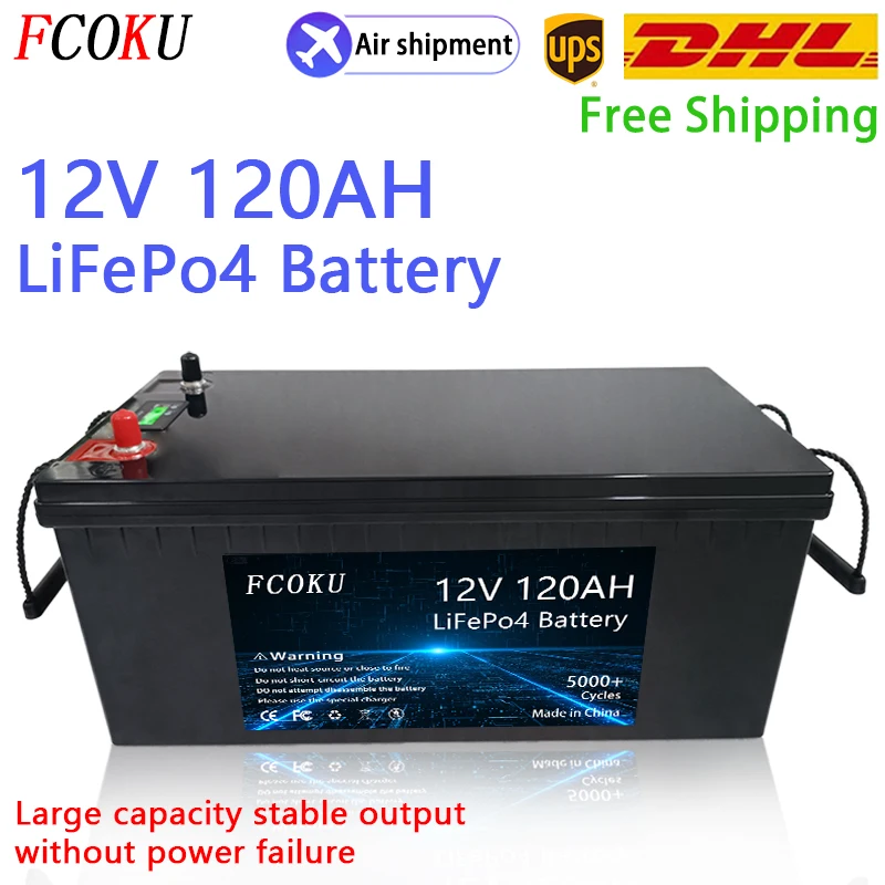 

New 12V 120Ah LiFePO4 Battery,Built-in BMS,for Solar Power System RV House Trolling Motor Lithium Iron Phosphate Battery