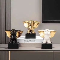 creative animal small flying elephant decoration wine cabinet tv cabinet cute sculpture handicraft cabinet ceramic decoration