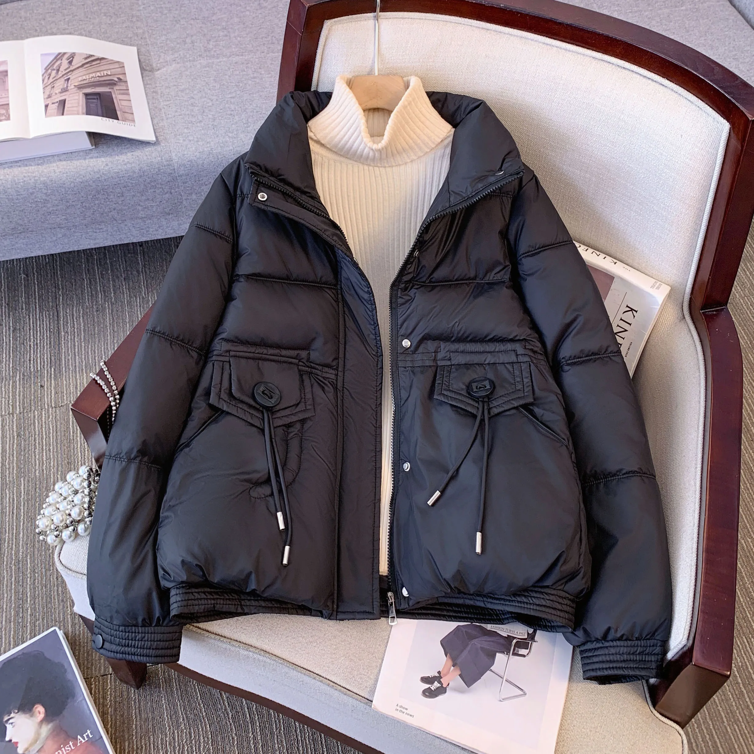 Пуховик с хлопковой подкладкой женская зимняя одежда новинка 2024 популярная