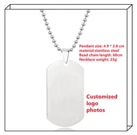stainless steel necklace customized military brand engraved gift titanium steel drop necklace