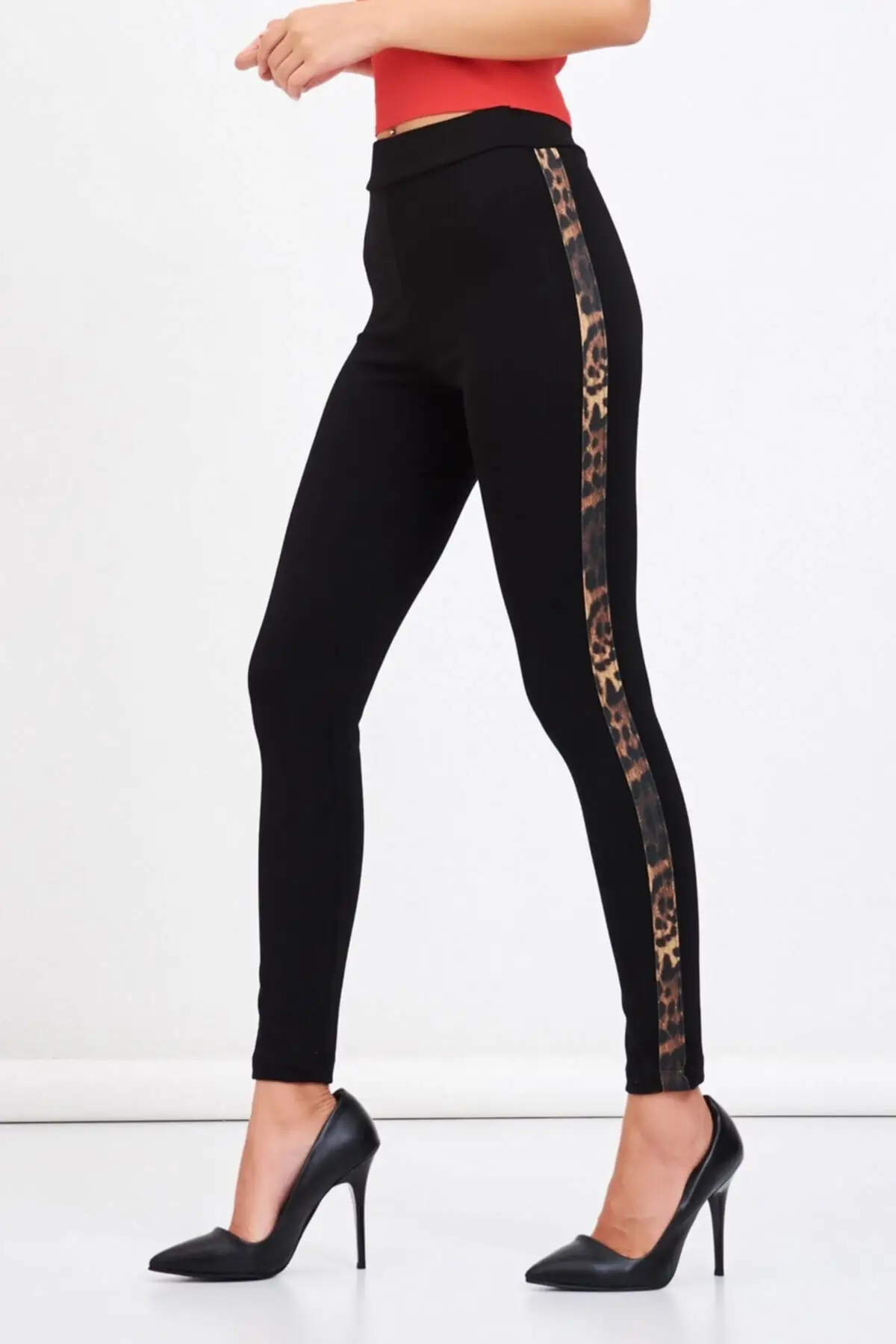 

Women's Leggings Yoga Pants Leopard Detailed Leggings Black Fitness Sport Butt Lifting Tights Sexy Stretch