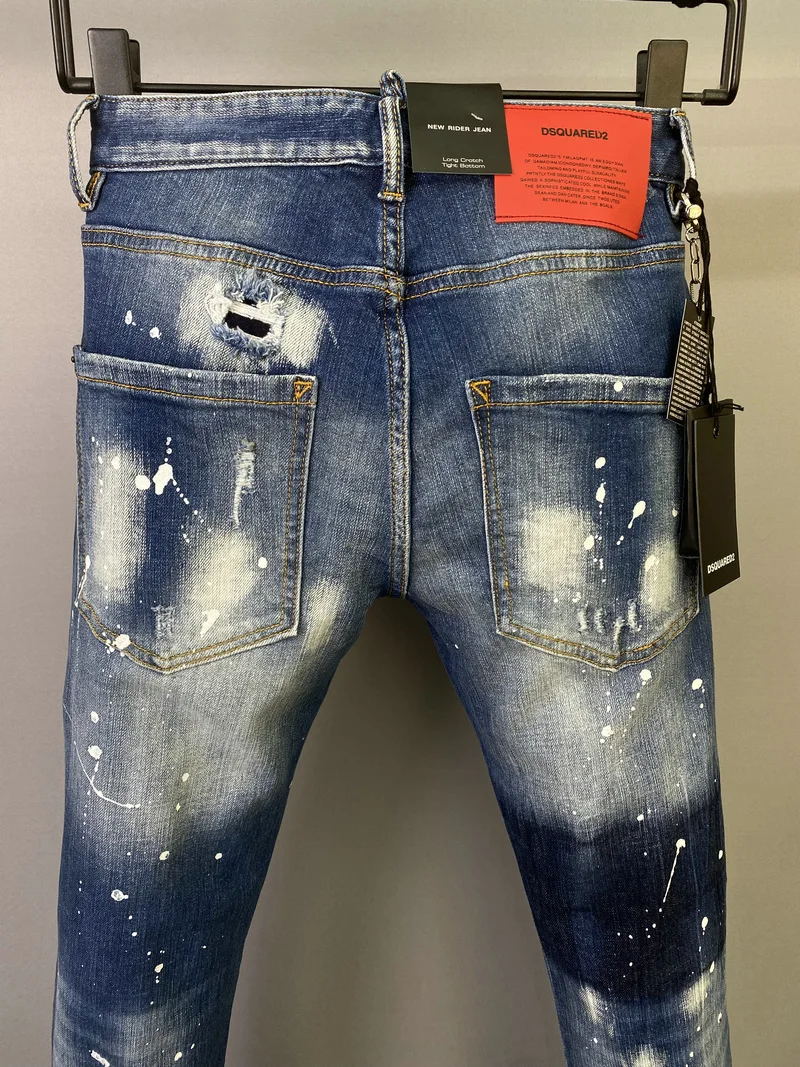 Dsquared2 Classic Men's Ripped Jeans Jogging Track Pants Frayed Holes Patch  Jeans 9819