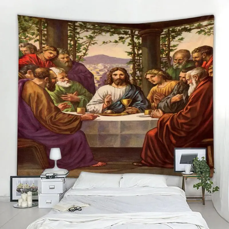 

The Last Supper Tapestry Christ Wall tapestry Jesus Easter Wall Art Room Decor Christmas Home Decoration Vintage Gift 95x70cm