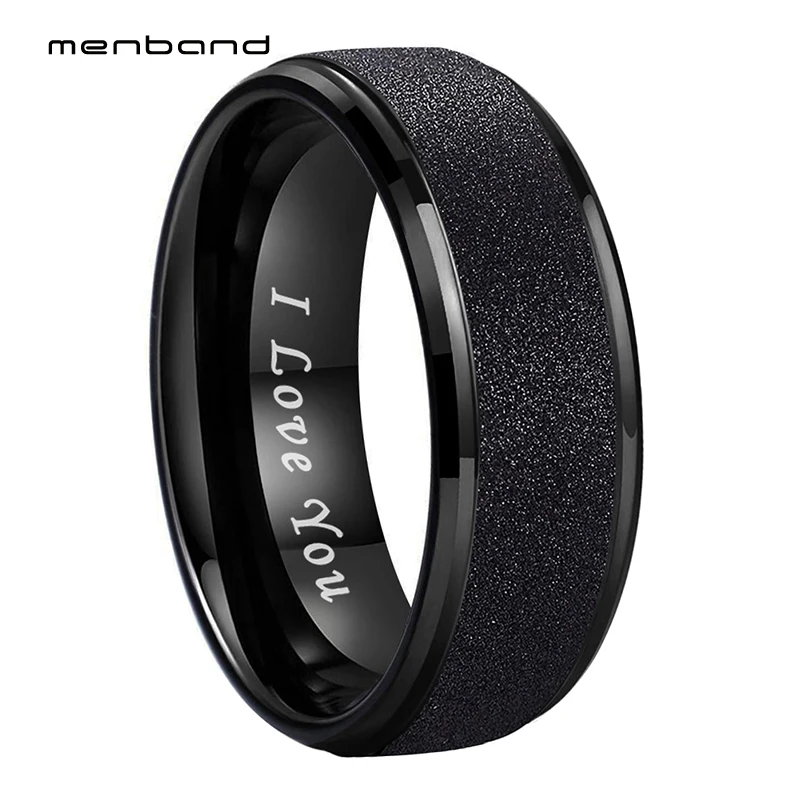 

6mm 8mm Black Rose Gold Sandblasted Tungsten Carbide Ring I Love You Men Women Engagement Wedding Band Engraved Comfort Fit