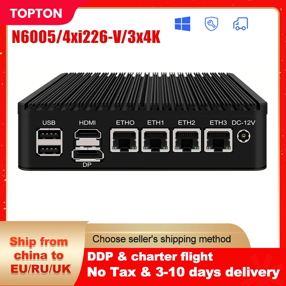 Mini Router TPM2.0 11th Gen Pentium N6005 Intel i226-V B3 2.5GbE Ethernet Fanless Mini PC DP Type-C OPNsense Openwrt Firewall PC