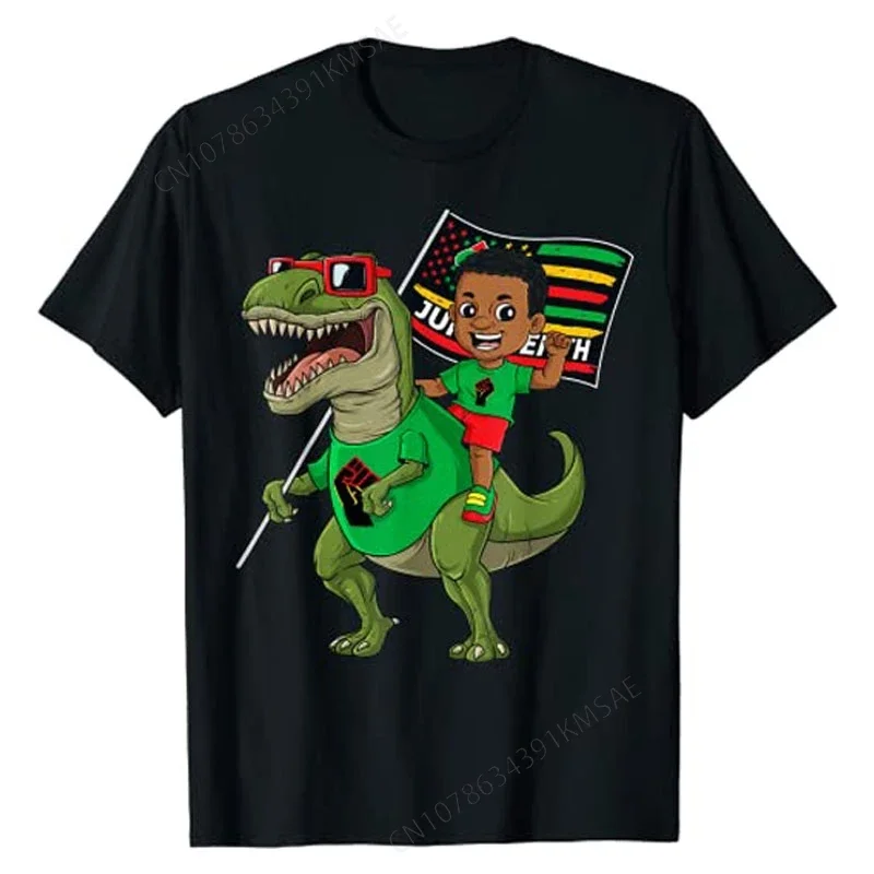 Забавная детская футболка june14black King Riding T Rex Dino с изображением флага для мальчиков