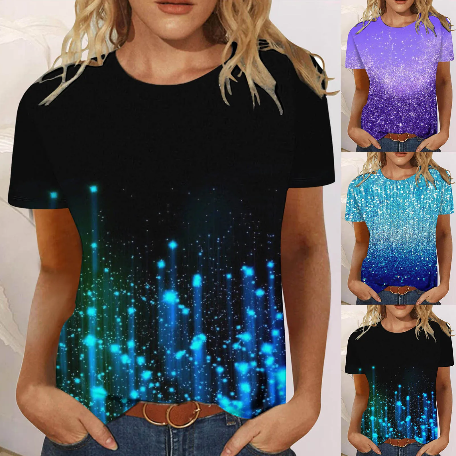 

Удобная футболка для женщин, подходящие рубашки с цветочным принтом, круглый вырез, короткие рубашки для тренировок, женские свободные руба...