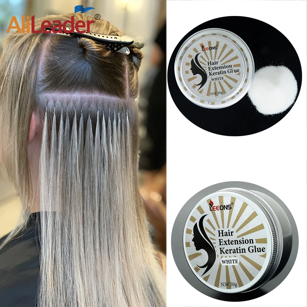 

White Keratin Glue Fusion Powder For Hair Extensions Bonding Hair Extension 20/50G Hair Extension Glue Powder For U/I-Tip Hair
