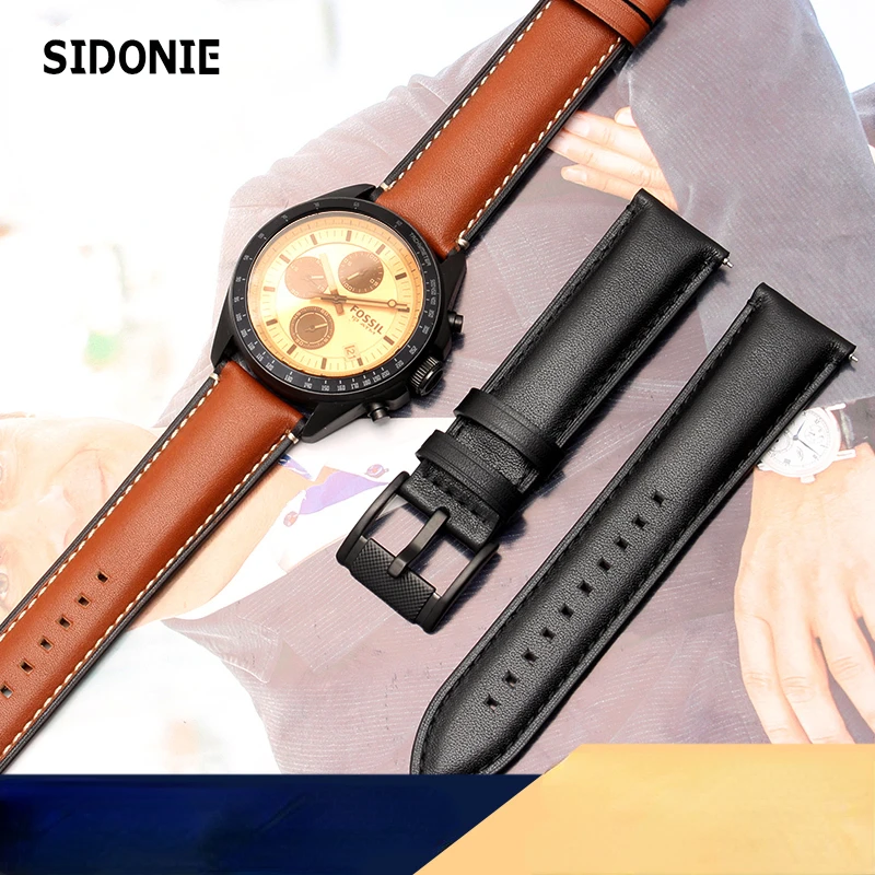 

Fashion Genuine Leather Watch Strap for Fossil Fs4735 Fs4812 Me3052 3054 Men's Quick Release Watch Band 22mm