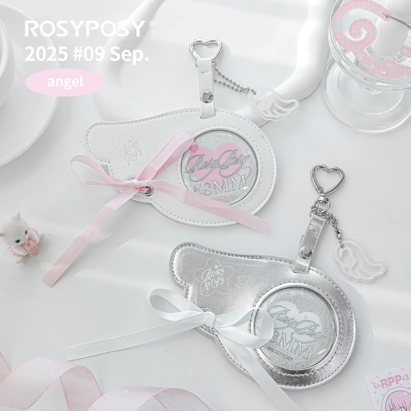 Чехол для фотокарточек и бейджей в стиле Angel Style из ПУ, милый защитный чехол для K-pop карт и значков, брелок с подвеской (art.: 3920db5045729) - 3920db5045729