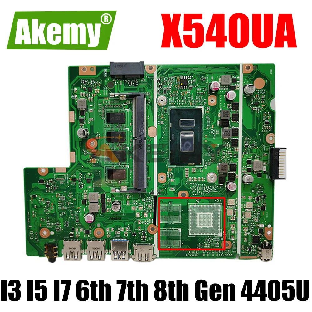 

X540UA X540UV Notebook Mainboard 8GB RAM I3 I5 I7 6th 7th 8th Gen 4405U CPU For ASUS X540UBR X540UB X540U Laptop Motherboard