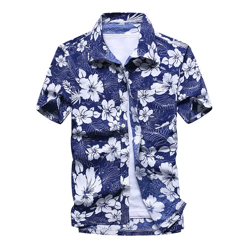 2022 Summer Floral Beach Shirt Men's Short Sleeve Hawaiian Shirt Quick Dry Casual Asian Plus Size M-5XL
