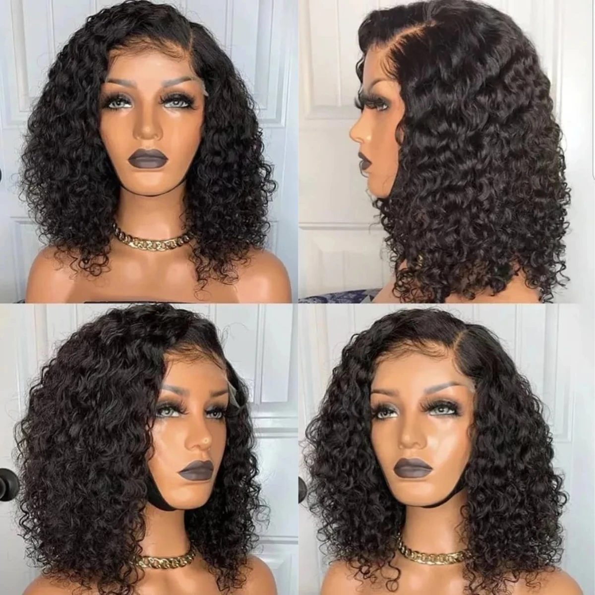 13x4 5x5 Water Wave Glueless Bob Lace Wig Wear And Go For Women Curly Human Hair Ready To Парики из человеческих волос