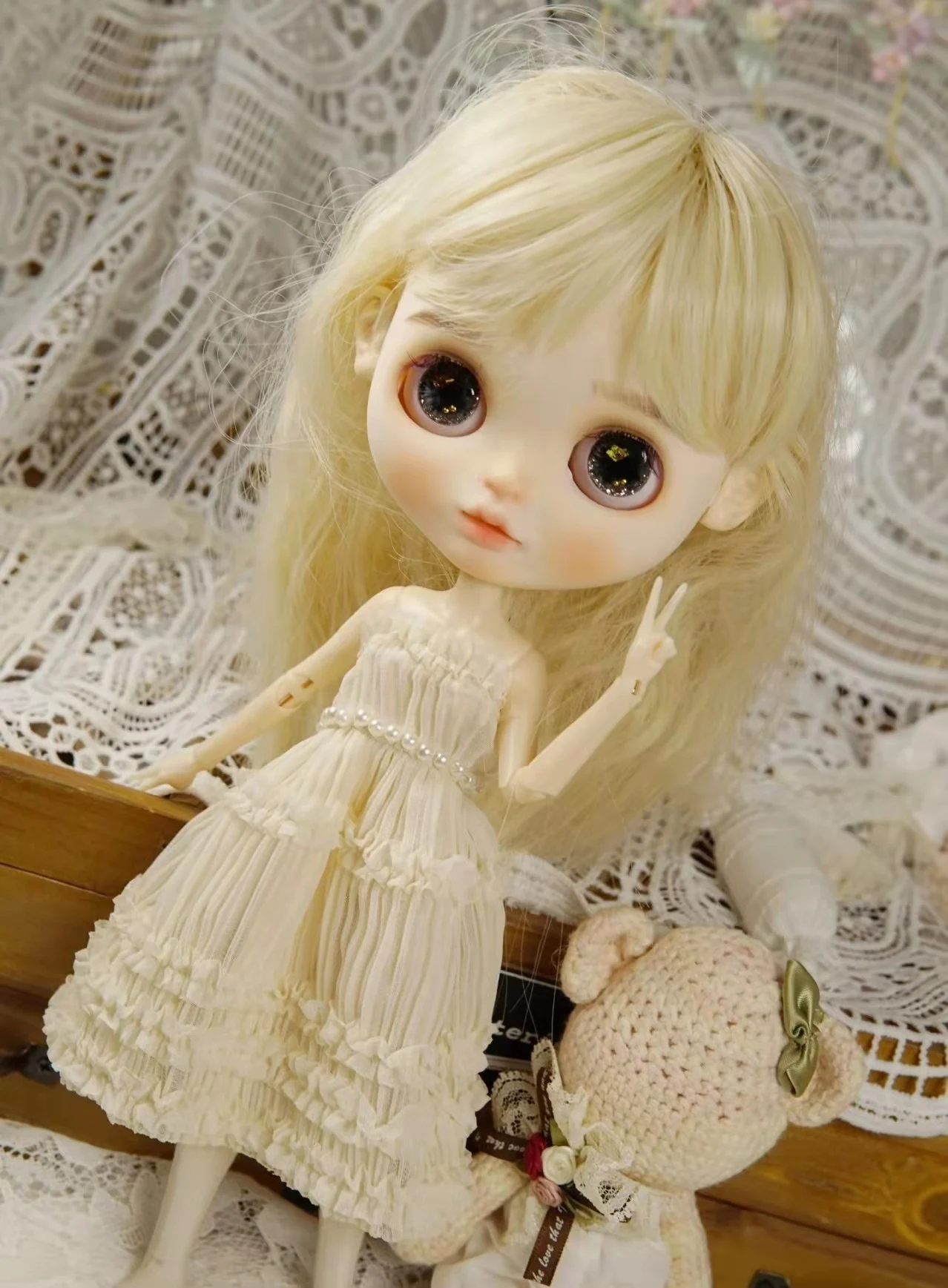 

Blythe clothes dress yellow white Gauze skirt 1/6 30cm BJD anime girl (Fit for Pullip,Ob24, Licca)