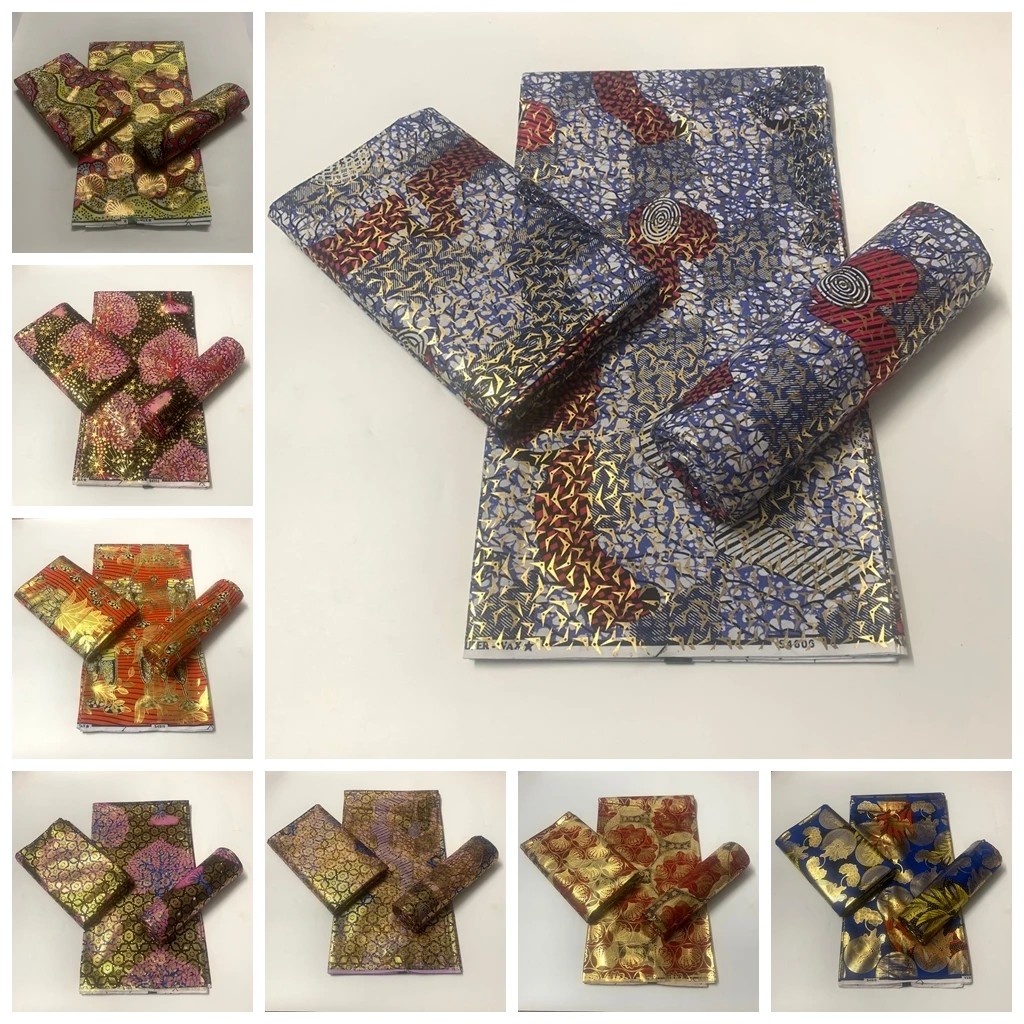 

High Quality Soft African Glam Glitter Grand tissus Ankara Golden Wax Fabrics Nigeria 100%Cotton Wrapper Printed Material 6Yards