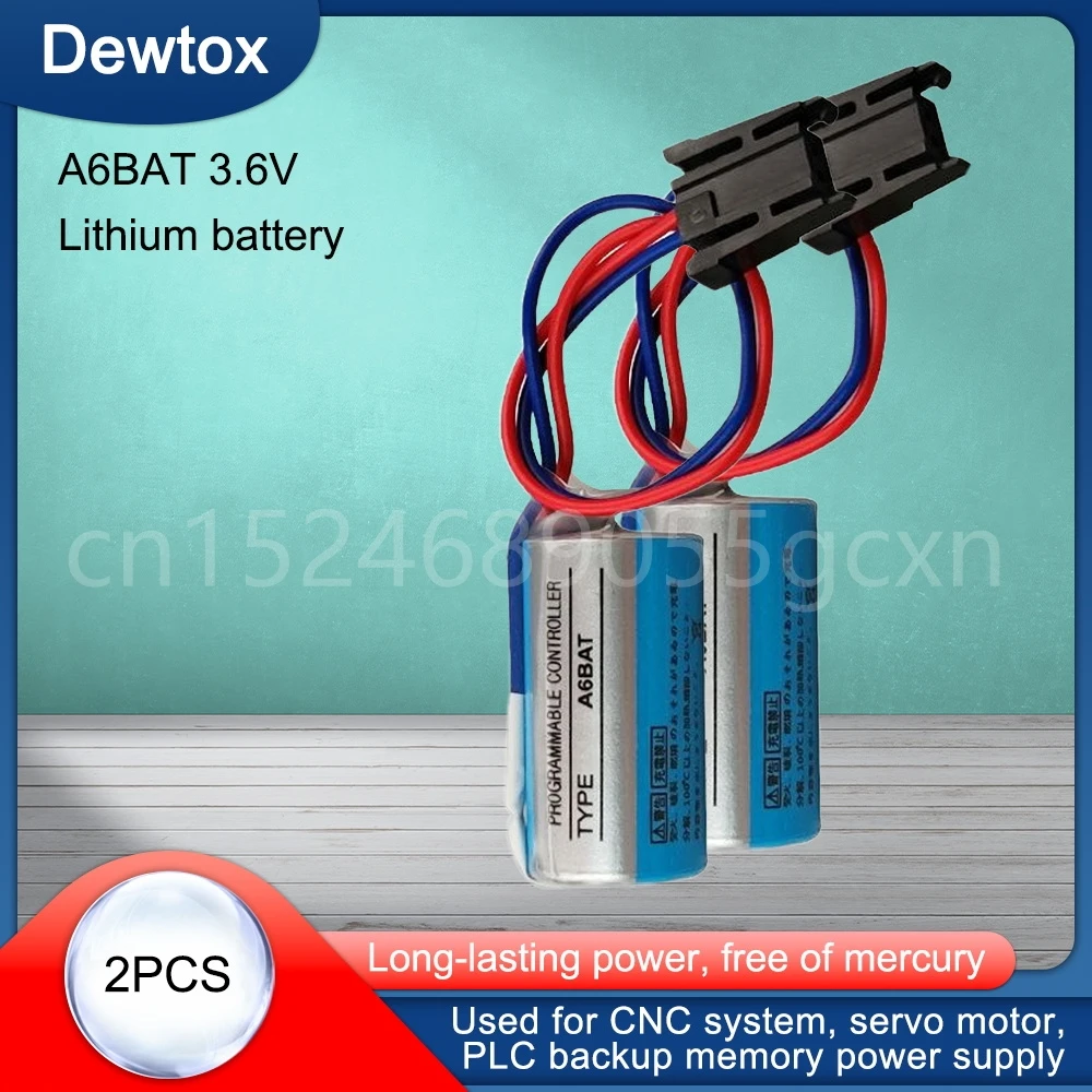 Батареи A6BAT 3,6 В PLC ER17330V литиевые 2/3A для станка ЧПУ сервопривода в режиме реального времени, 2 шт.