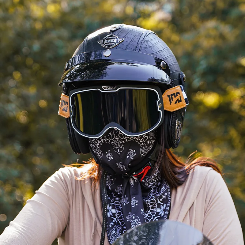 Шлем струйный в немецком стиле для мужчин и женщин шлемы с открытым лицом ретро 3/4