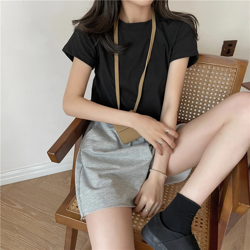 

7932 new short-sleeved upper clothes loose Korean students wild pure color short-sleeved T-shirt