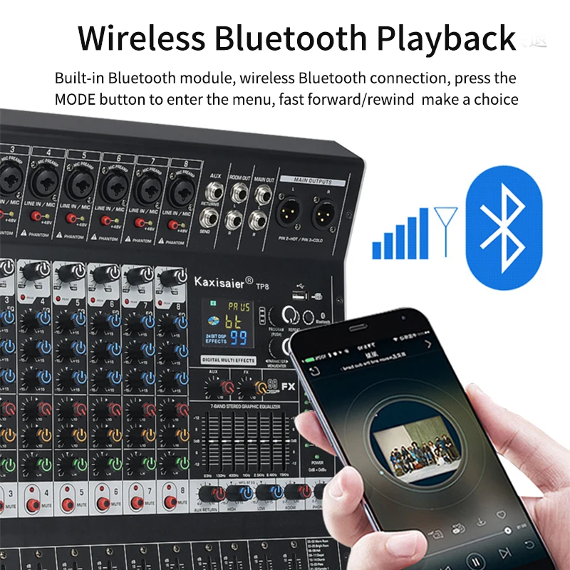 Цифровой микшер 8/12 каналов звуковой аудиомикшерный пульт со 100 цифровыми