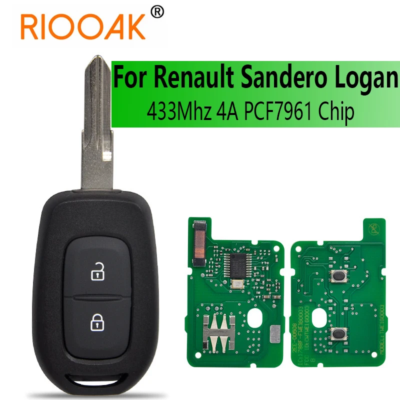 

Car Remote Key For Renault Sandero Logan Lodgy Dokker Dacia Duster 4A PCF7961 Chip 433Mhz Auto Smart Control Replace