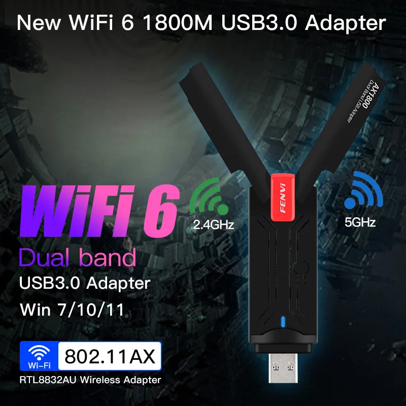 Wi-Fi 6 USB3.0 адаптер Dongle 1800 Мбит / с двухдиапазонная беспроводная сетевая карта 2 4G 5G