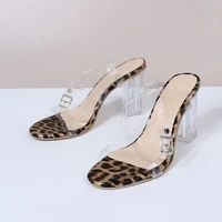 peep toe women sandals ankle strap high heel pvc clear crystal transparent classic buckle high quality women shoes plus size 43