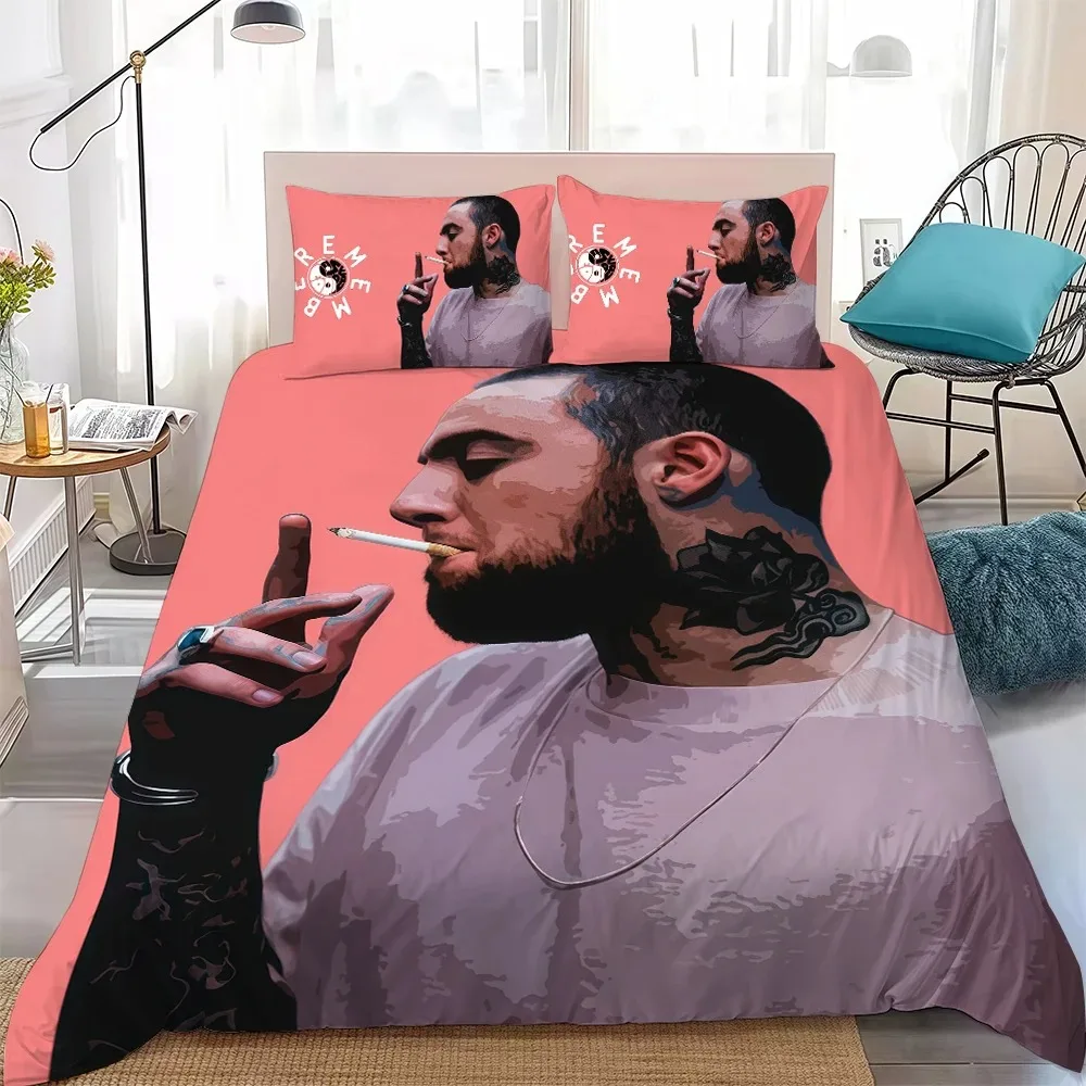 Фото Изысканный комплект постельного белья с 3D-принтом M-Mac M-Miller Rapper, пододеяльник, размеры King, Queen, Twin, для взрослых фанатов хип-хопа, декор для спальни №5