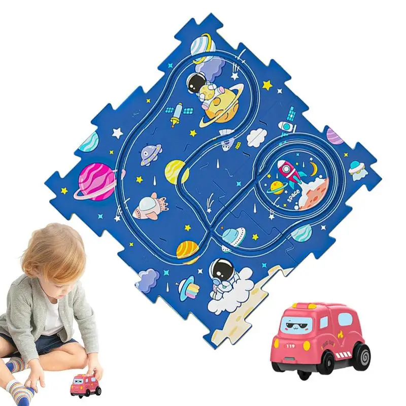 

Tracks Car Puzzles Safe And Portable Rail Car Building Toys Burr-Free STEM Educational Montessori Toy Solid DIY Assembling