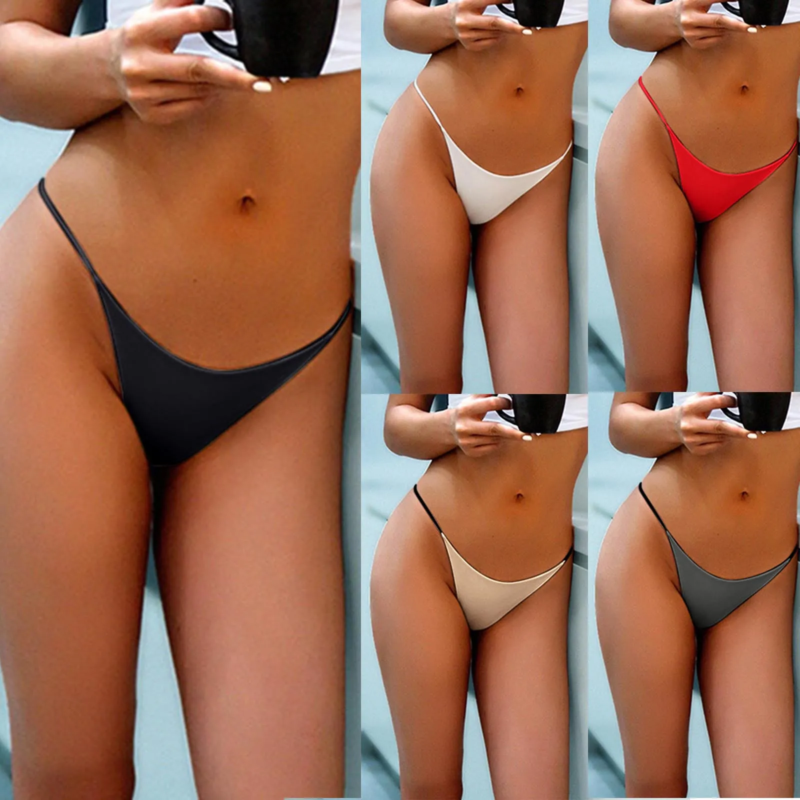 

Women's sexy Basic thong Elastic Comfortable Sexy Solid Color breathable g-string Underwear Panties female Briefs