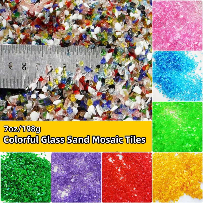 

7oz/198g Colorful Glass Sand Mosaic Tiles Glass Fragment Mosaic Making Tile DIY Crafts Materials Fillers of Fish Tank Bottom