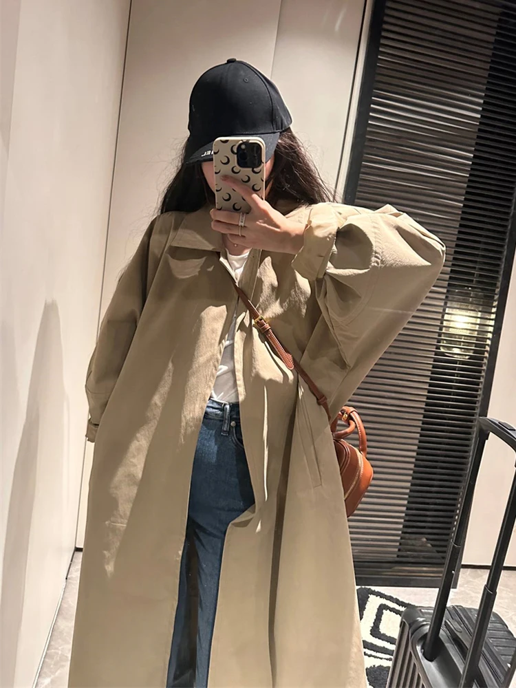 Свободное повседневное пальто в британском стиле для женщин осень 2023 новый плащ