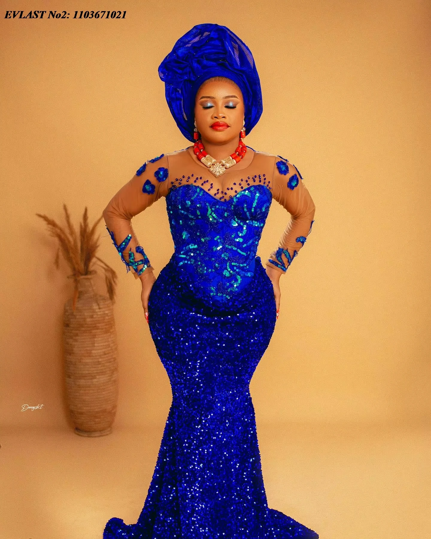 EVLAST индивидуальное вечернее платье Aso Ebi Royal Blue с блестками блестящее в