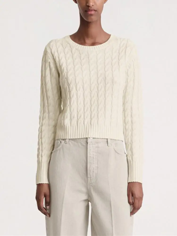 

Женский простой вязаный пуловер с круглым вырезом и длинным рукавом, Осень-зима 2023