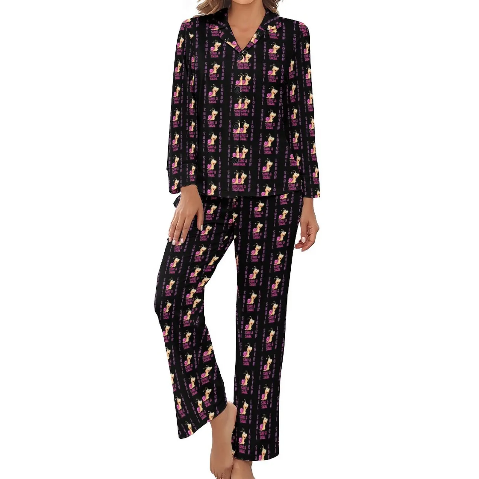 

Snail Lover Pajamas Cute Animal Print Long-Sleeve Soft Pajama Sets 2 Piece Home Autumn Graphic Nightwear Gift Idea