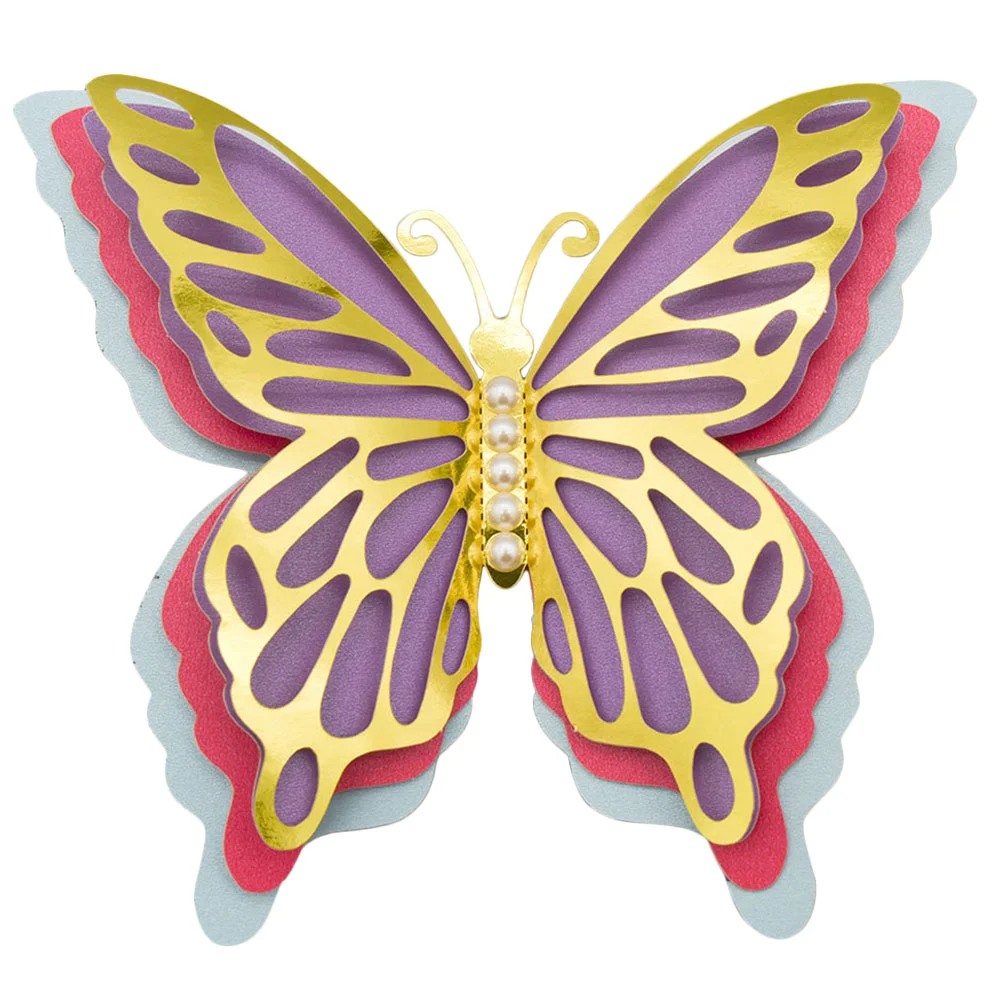 

Wall Decor Stickers Decorations Butterflies 3D Decals Bedroom Birthdaycake Sticker Wedding Girl Picks Hollow Topper Cupcake