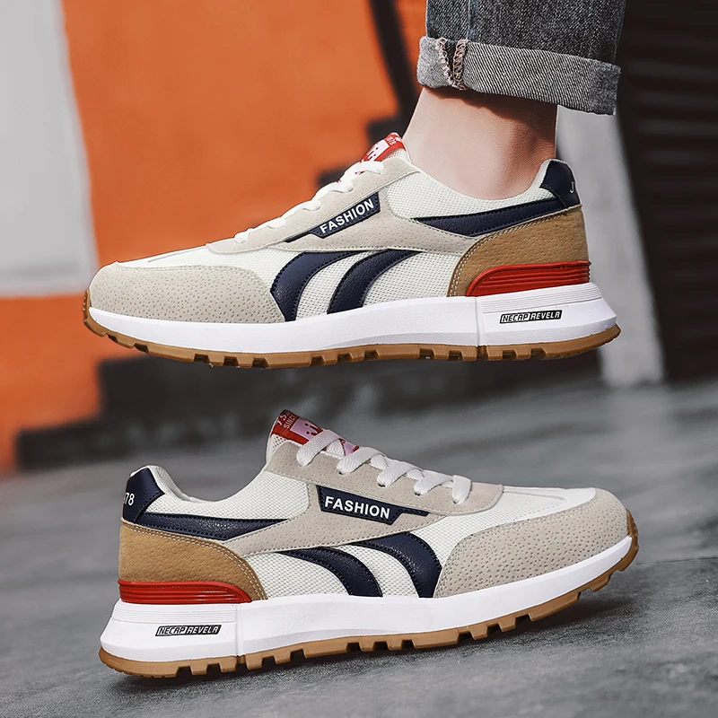 

New Outdoor Casual Shoes High Quality Men's Leather Shoes Spring Casual Lightweight Shoes Lace Up Flats Breathable Tennis Shoes