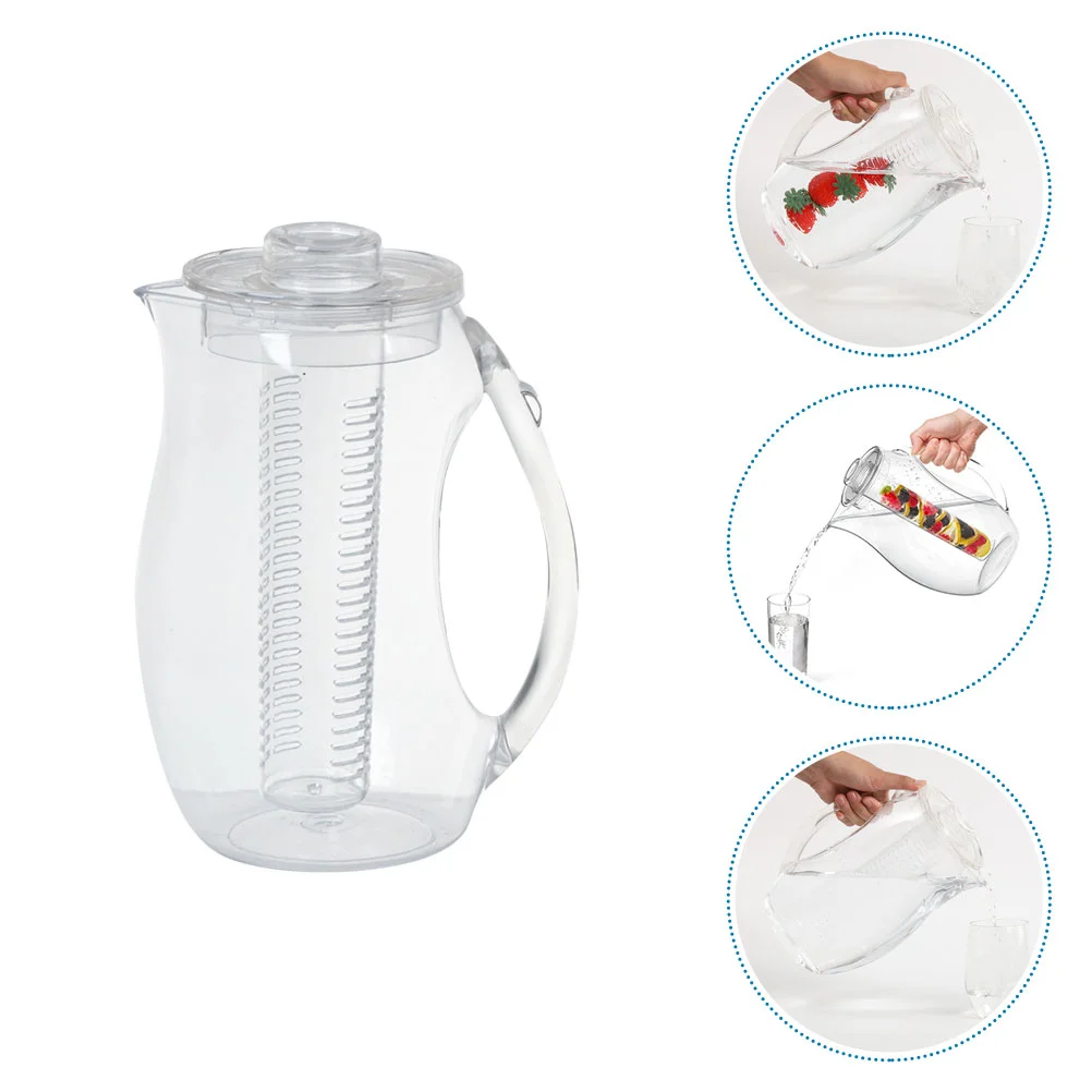

Water Pitcher Infuserjug Kettle Transparent Fruit Cold Infusion Acrylic Beveragetea Pot Handle Teapotlemonade Lid Dispenser