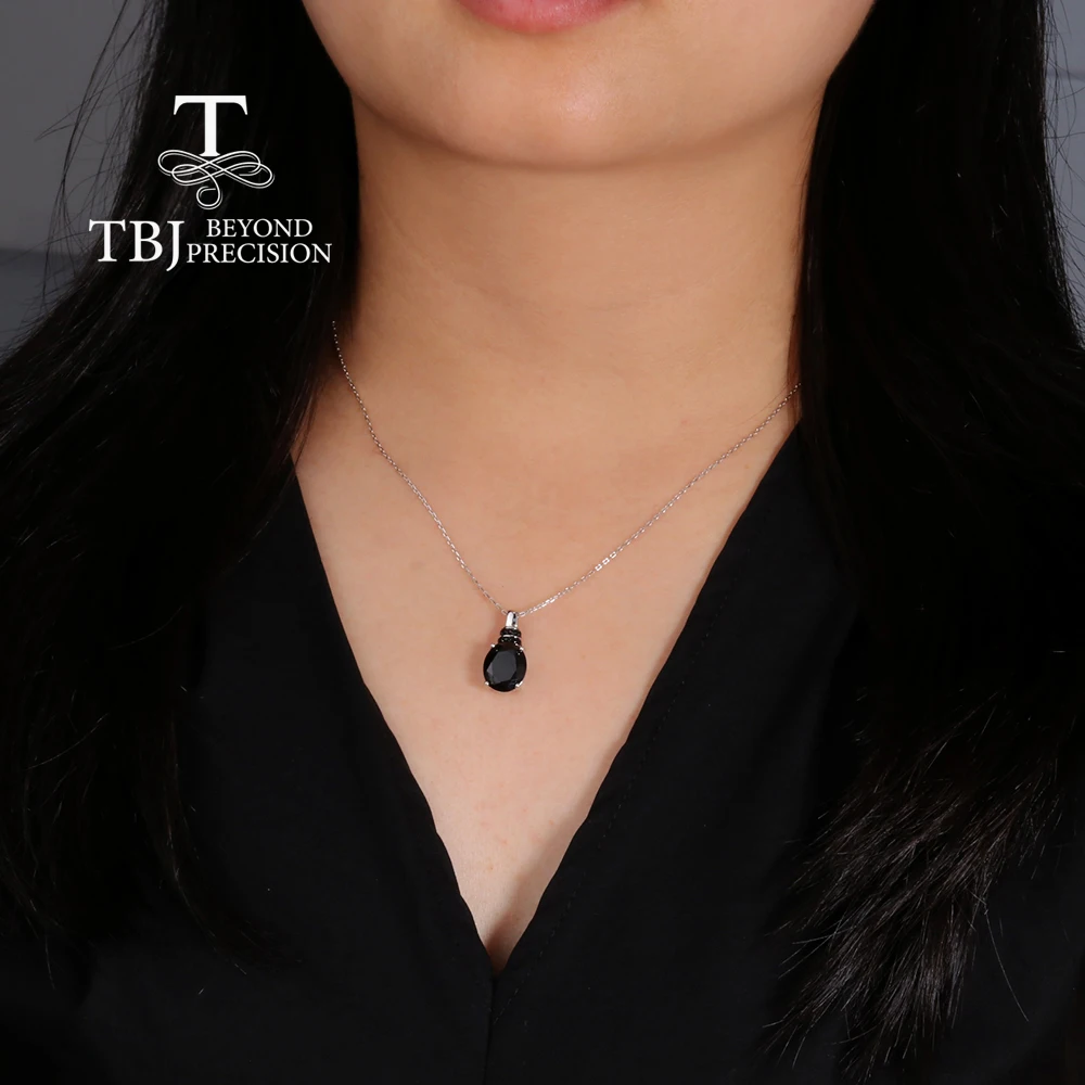 Простое модное дизайнерское ожерелье с подвеской из натуральной черной шпинели