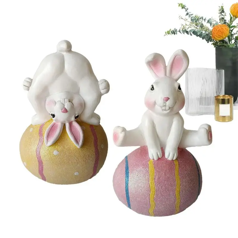 

Новинка, 2 шт., статуэтка пасхального кролика, забавный кролик для йоги, полимерное украшение, статуэтка кролика, пасхальный декор, аксессуар...