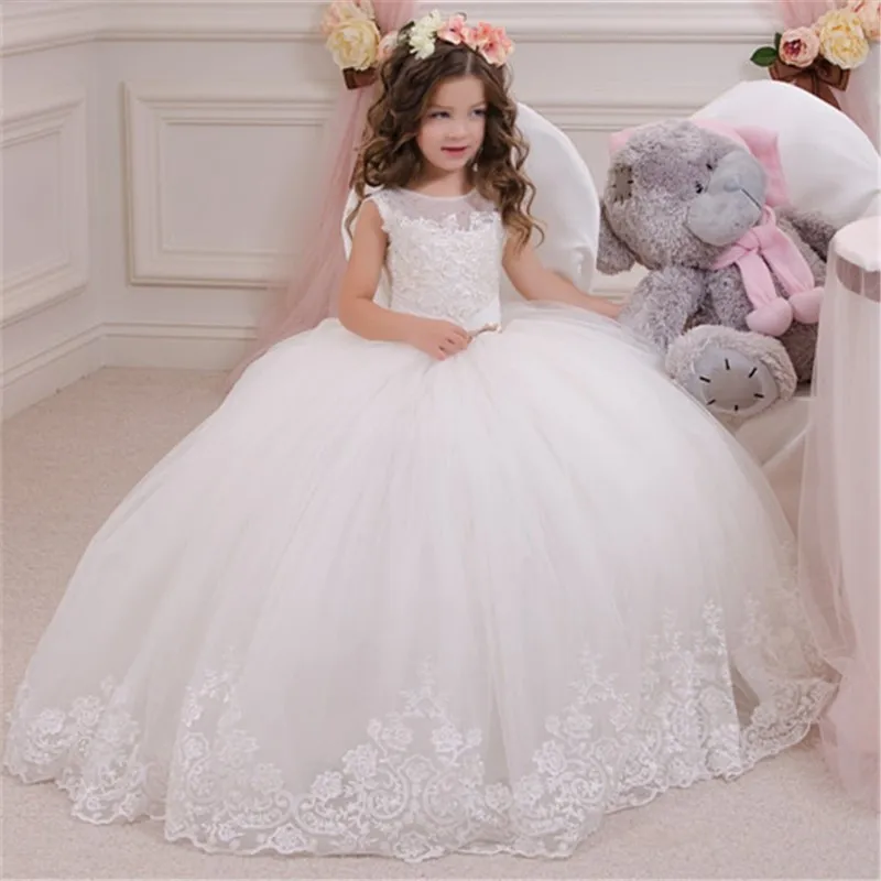 

New Children's Clothes Flower Girl Dress Lace Sleeveless Performance Birthday Princess Long Skirt Cute Elegant Fluffy Skirt
