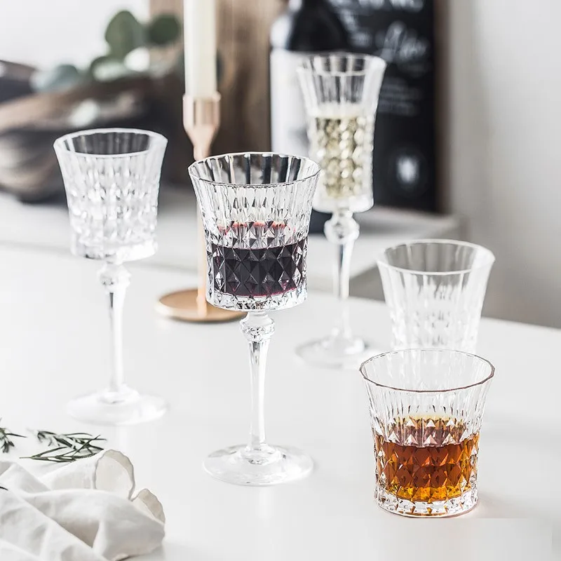 

High Fashion Luxury Crystal Wine Glasses Retro France Diamond Champagne White Red Wine Whisky Glass