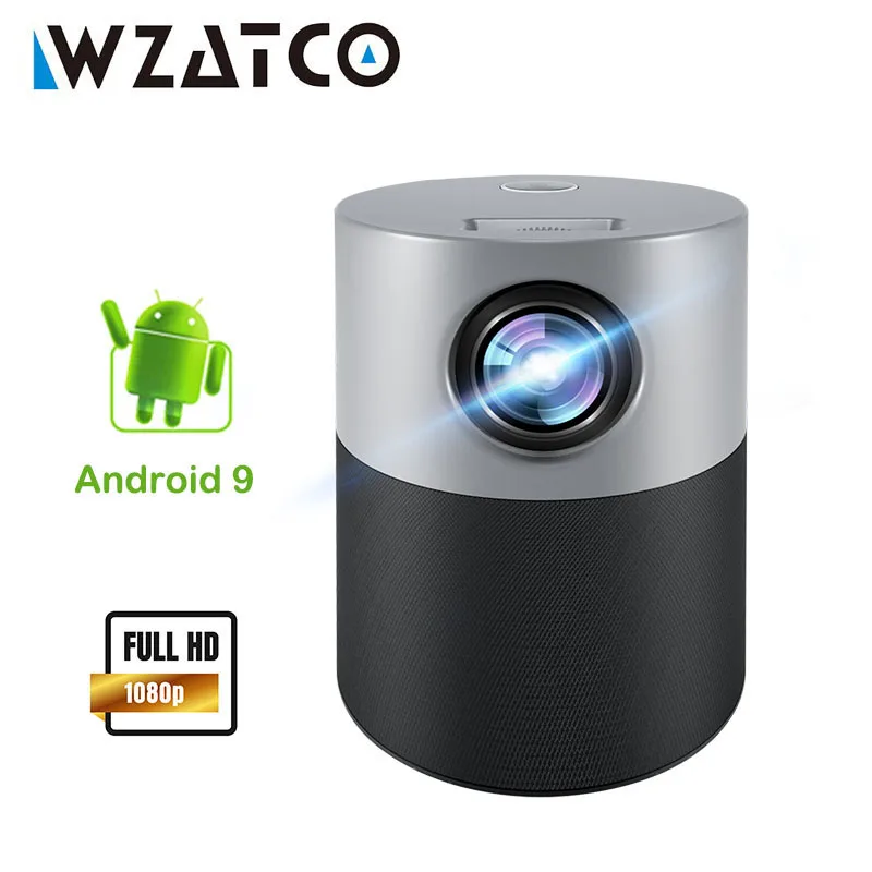 

WZATCO E9 LED Mini Projector Full HD 1920*1080P Android 9.0 WIFI Blutooth Beamer 4k Video Smart Projector for Home Theater