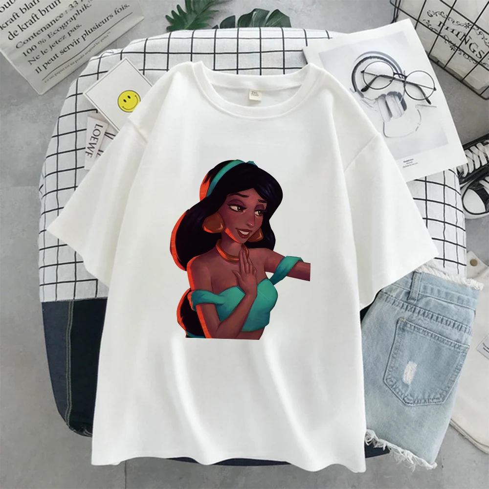 

Summer New Jasmine Princess Print Disney Women T Shirt Fashion High Quality Female Tops Tee Dropship Casual Popular Lady Clothes