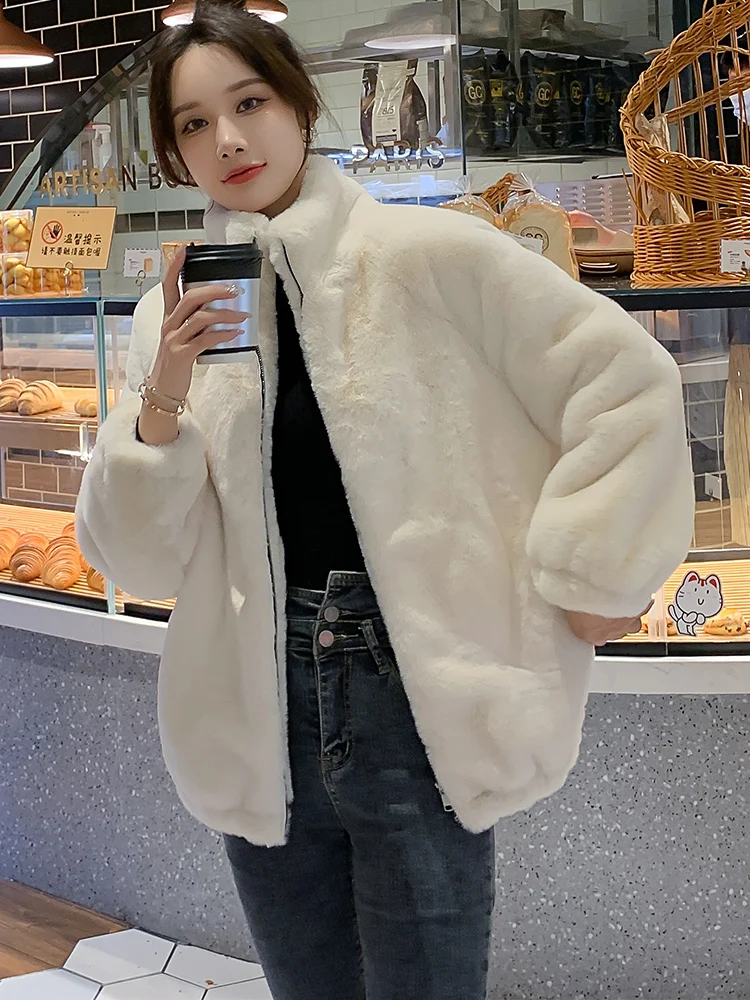 Grey Rex Rabbit fur coat women's short winter 2022 new thickened lamb fur coat women's winter simple