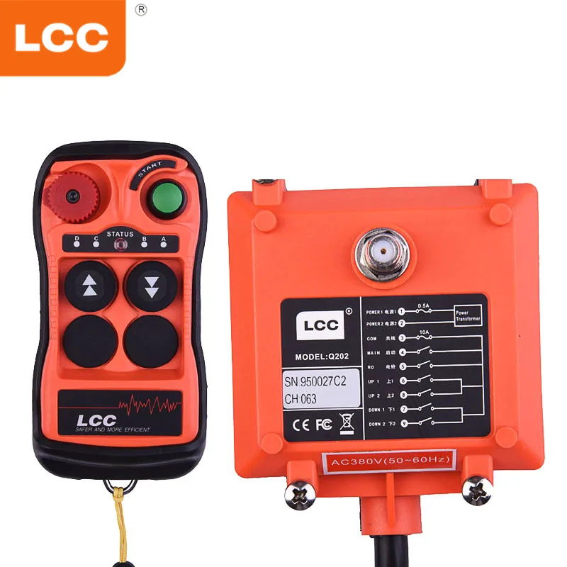 

Q200 LCC 2 button single speed wireless radio industrial remote control with transmitter and receiver for car trailer