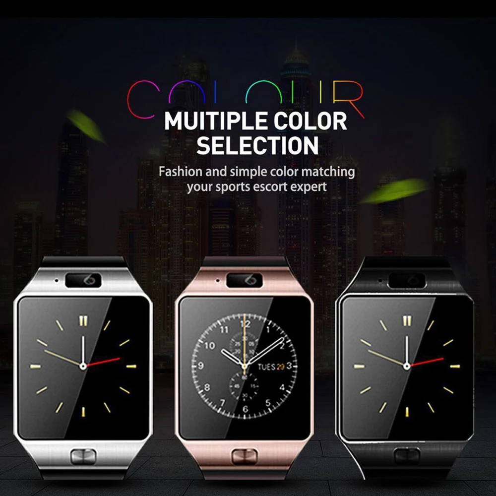 smart watch dz09 touchscreen bluetooth wrist smart phone watch sports fitness tracker camera compatible with ios android free global shipping