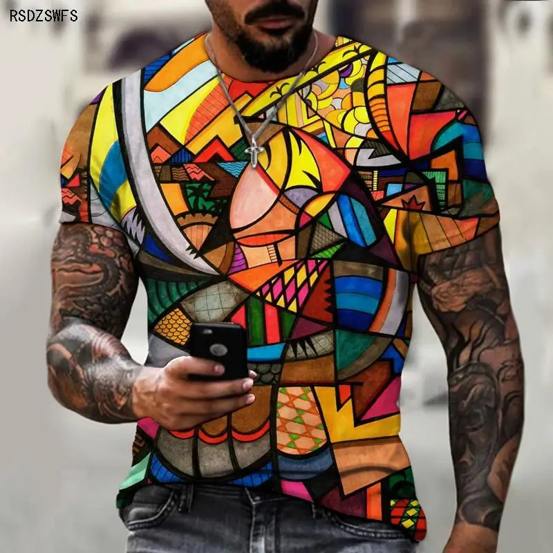 

Top sales in France, men's T-shirts best street design trend graffiti 3d printing cartoon letters stripe elements casual