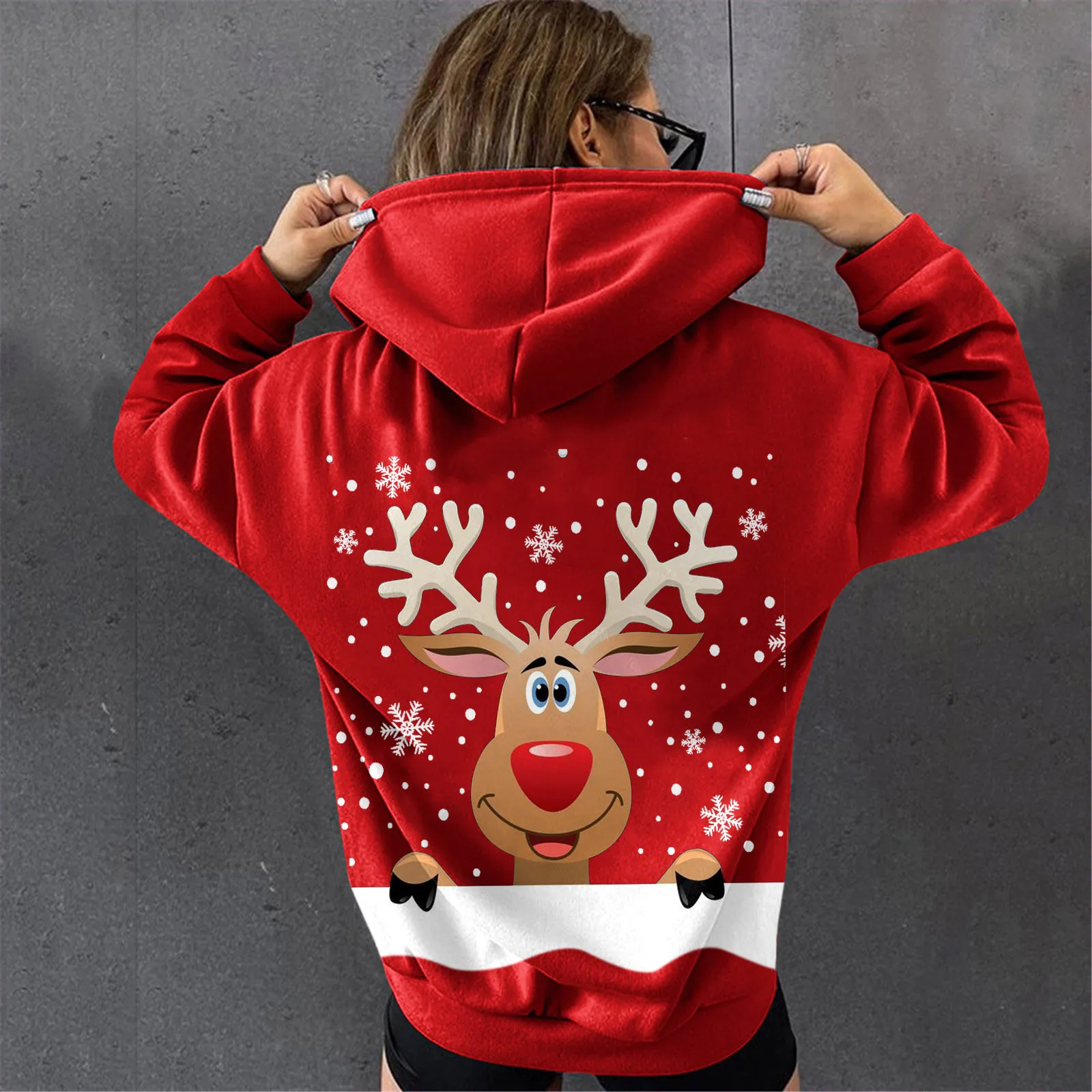 

Womens Christmas Cute Sweatshirt Loose Christmas Long Sleeve Casual Good Hoodies Warm And Soft with Pocket Knitted Hoodie