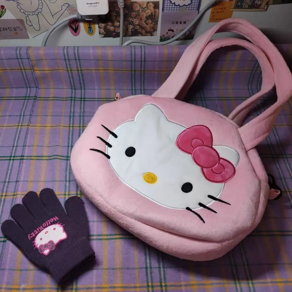 

Рюкзак Hello Kitty для девушек, объемная диагональная двухсторонняя плюшевая сумка на одно плечо, японская Униформа Jk, ручная сумка