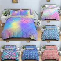 mermaid scale waves bedding set luxury duvet cover set single twin queen king size quiltcomforter cover with pillowcase 23pcs